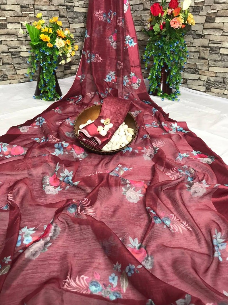 designer saree Red Heavy pure linen cotton Saree and blouse for women wedding saree traditional saree,saree dress,saree, Indian saree