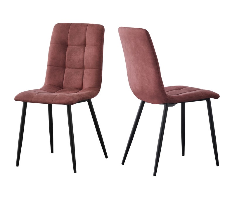 Set of 2 Faux Matte Suede Leather Dining Chairs With Metal Etsy UK