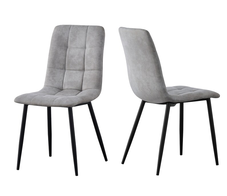 Set of 2 Faux Matte Suede Leather Dining Chairs With Metal Etsy