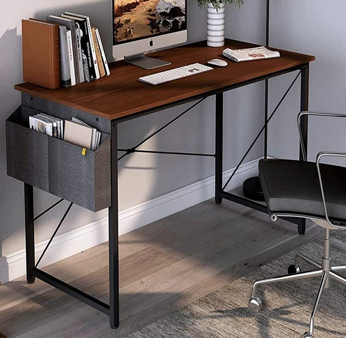 Folding desk side table Walnut Etsy