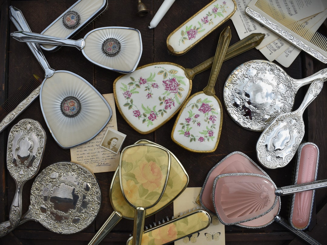 Vintage Vanity Brush and Mirror Set. Gold or Silver Antique Etsy UK