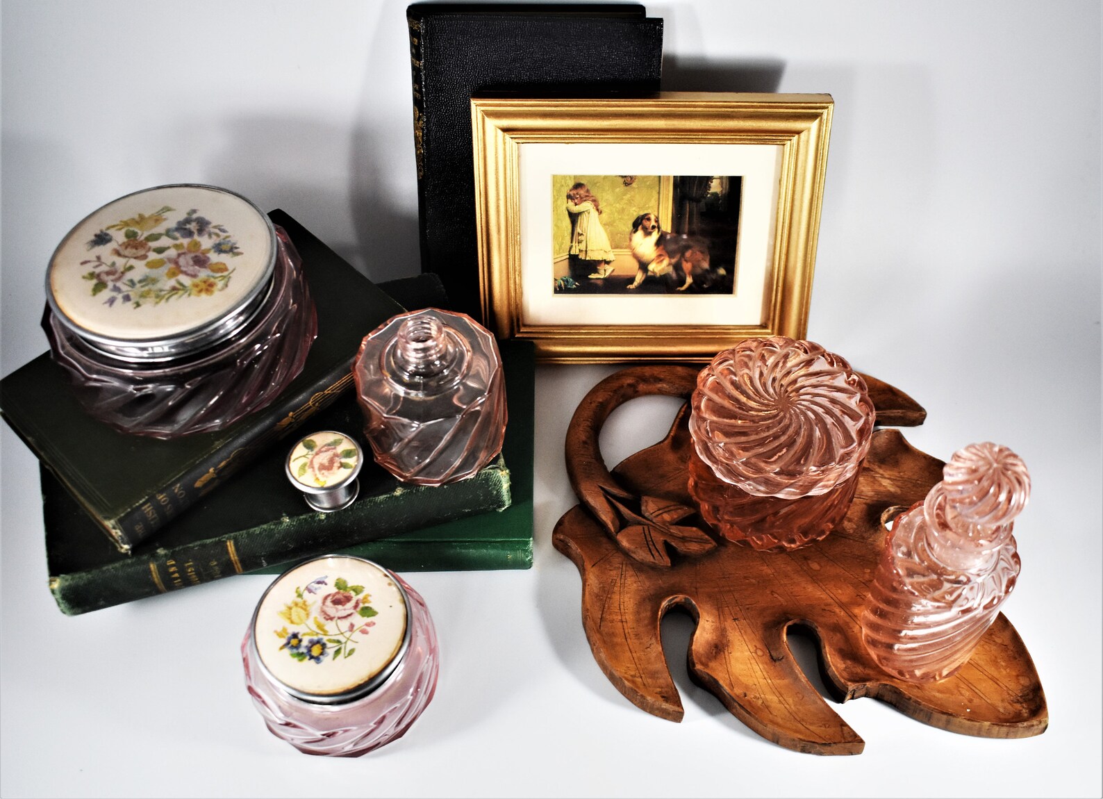 Vintage Pink Glass Dressing Table Sets. Mid Century Glass Etsy