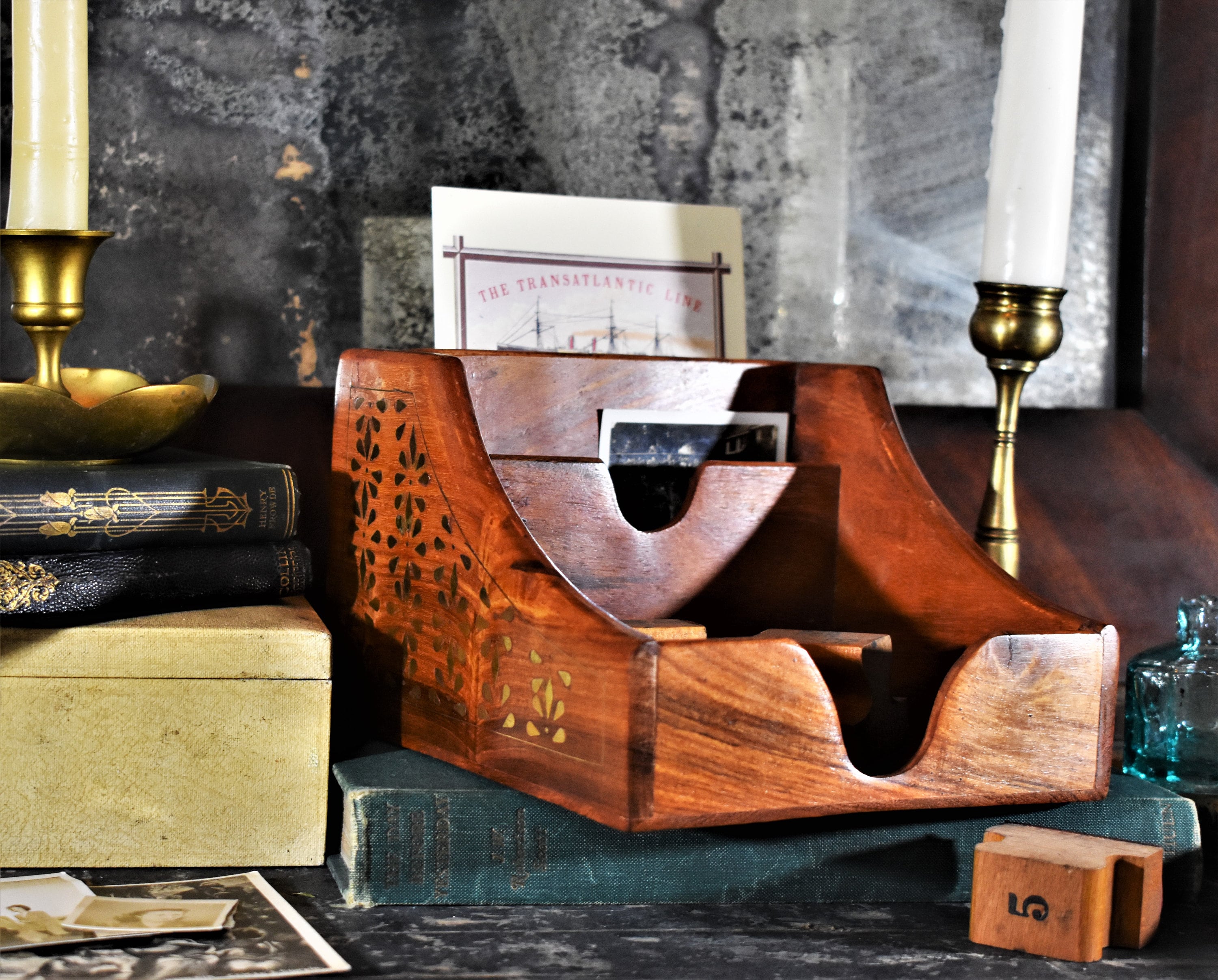 Vintage Letter Rack. Solid Wood Antique Letter Racks. Brass Etsy