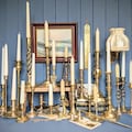 Antique Brass Candlestick. Vintage ornate candle holder & snuffer options. Chamberstick. Victorian.