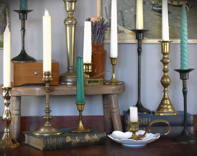 Vintage Brass Candlestick. Antique Brass Candle Holder/boho Brass Chambersticks. Early to Late