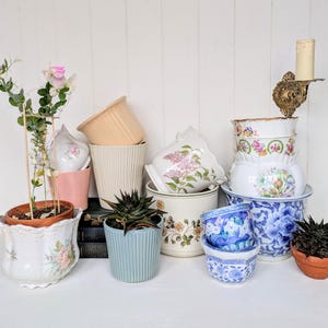 Vintage Floral Ceramic Plant Pot: Boho Indoor Planters