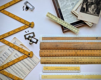 Vintage Ruler. Antique Wooden Rulers/Vintage Advertising Rulers/Retro Plastic Rulers/Collectable Old Ruler Set. Vintage Measuring Instrument