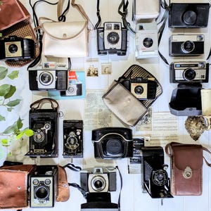 Retro Camera Collection: 1910s-1970s Kodak, Vest Pocket, Halina, Folding & Box Cameras