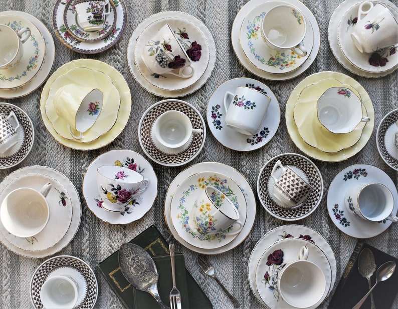 Vintage China Tea Cup Sets. Teacup Saucer and Sideplate. Etsy UK