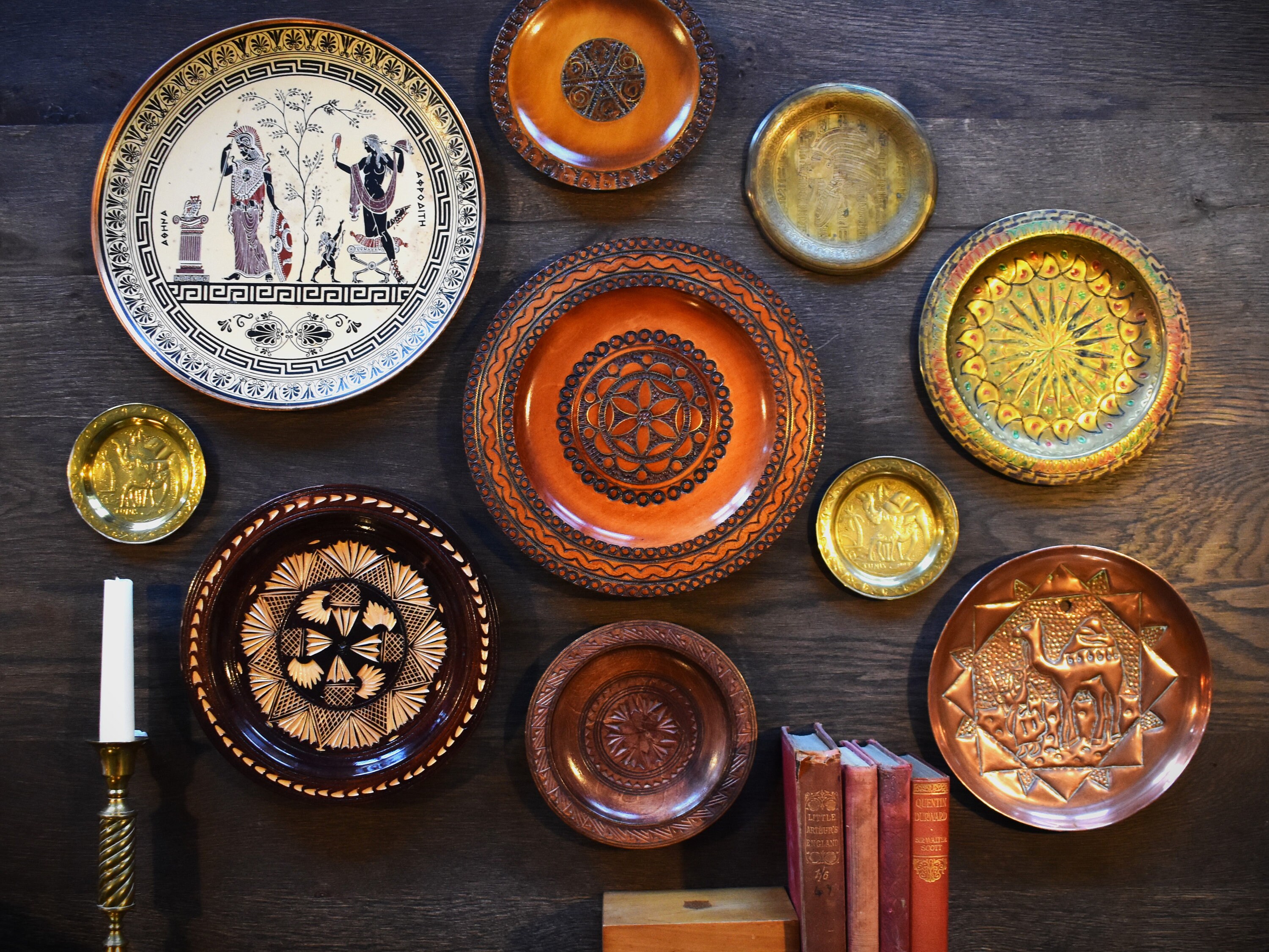 Vintage Wall Plates. Antique Decorative Brass Copper & Wood Etsy UK