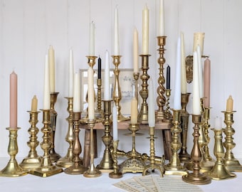 Vintage Brass Old Candlestick, 16 Cm High, Classic Style Vintage Brass Old Candlestick, 16 Cm High, Classic Style