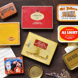 Vintage Advertising Tins. Vintage Tobacco & Cigarette Tin. Retro Early to Mid Century Storage Tins. Antique Tobacco / Cigarette Case.