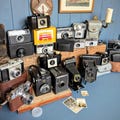 Retro Camera Collection. 1920s-1980s Kodak, Agfa, Halina, Rajar, Gevabox folding & box. Camera cases.