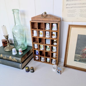 Vintage Thimbles. Antique Ceramic Thimbles in White, Gold, Floral. Painted designs Floral, Nature, Animal, Architecture. Thimble Rack/Holder