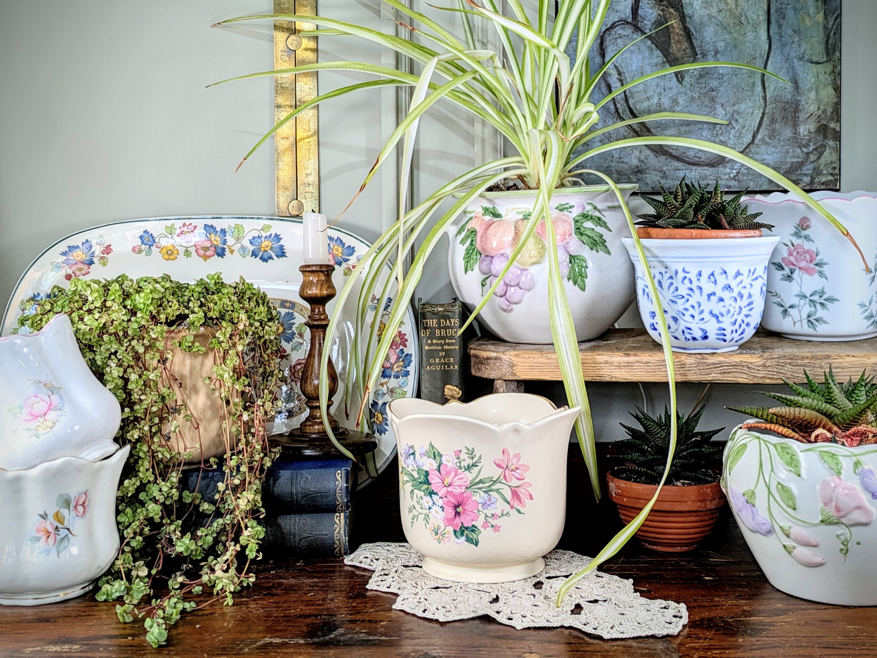 vintage pot ୨୧ * ピンク色バラの 小さなコーヒーポット（Pink 