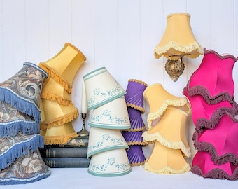 Vintage Fabric Lamp Shade: Small Wall Sconce/Chadelier Shade.