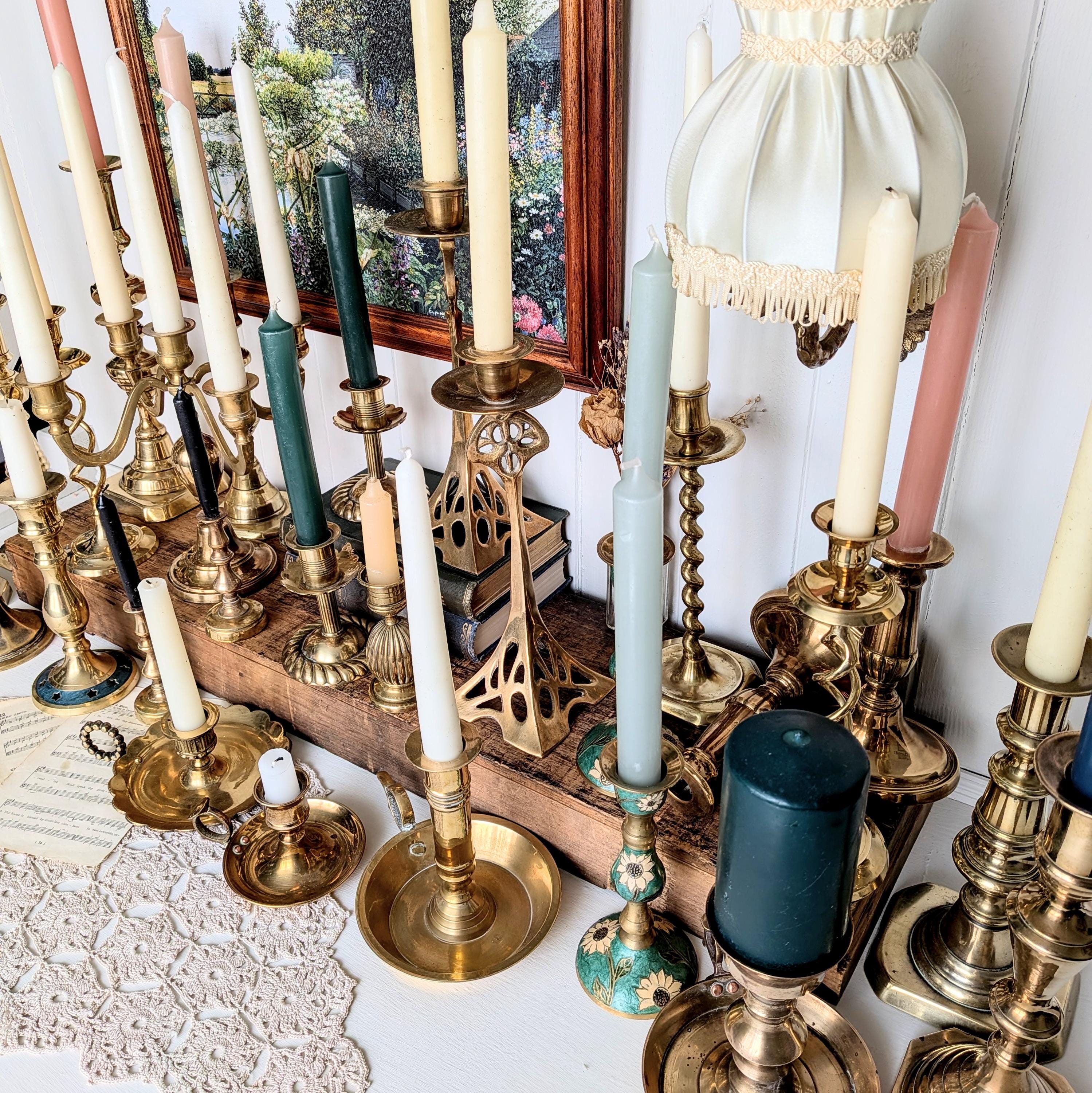 Antique Brass Candlestick. Vintage ornate candle holder. Chamberstick — Beyit