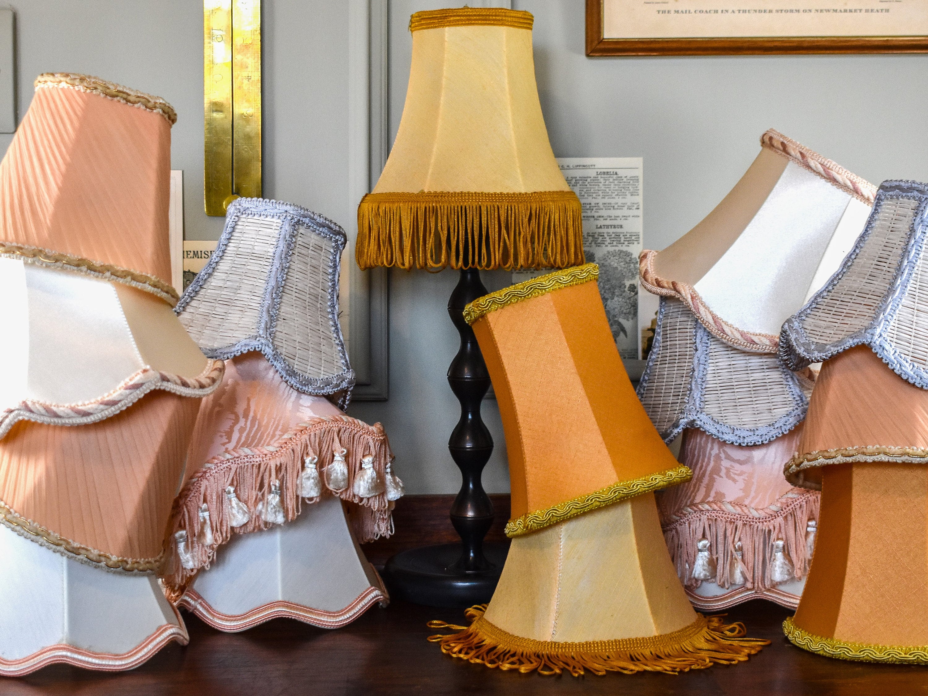 Uonlytech Drum Lamp Shades Large Lamp Shade, Scallop Bell Lamp Shades E27  Vintage Lamp Shade with Fringe for Floor Lamps Sconce Table Lamps, 12 x 9  Coffee Victorian Lamp Shade 