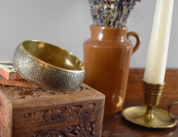 Vintage Bangle. Retro Antique Brass Bangle- Cuff,… - image 9