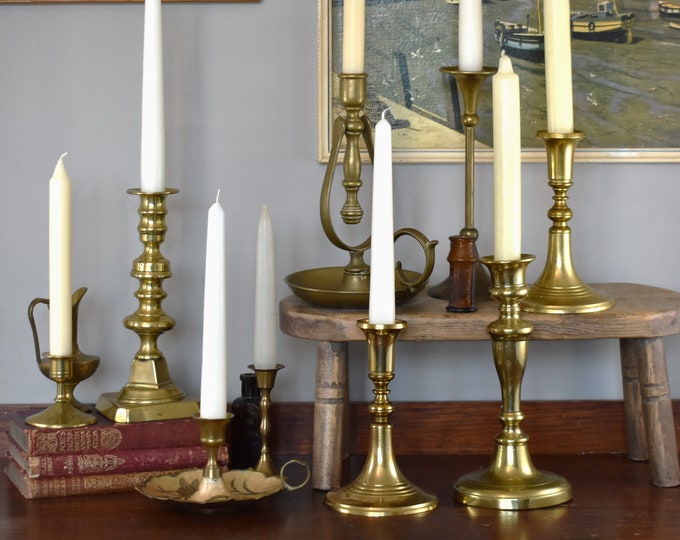 Antique Brass Candlesticks. Vintage Brass Candle Holder. Brass Etsy