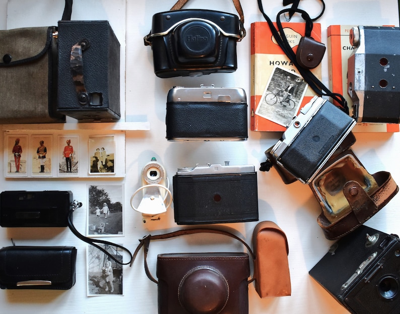 Vintage Camera. 1920s-1960s Retro Cameras & Cases. Box Cameras. Art Deco / MC Agfa, Halina, Cosina, Ensign, Dacora, Purma Photography Gift. image 9