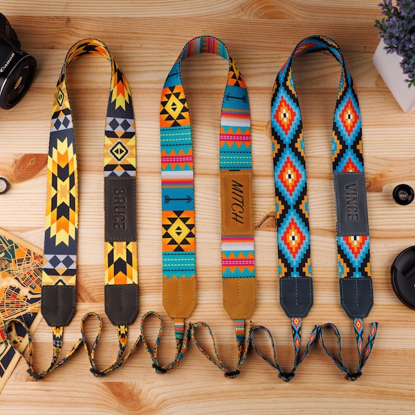 Personalized Camera Strap - Custom Camera Strap Tribal Pattern - Camera Straps for Nikon, Sony, Canon - Personalized Gift