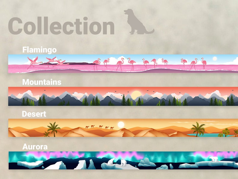Engraved Dog Collar Personalized Dog Collar with Wildlife Patterns Custom Pet Collars for Small and Large Dogs Nature Puppy Collar