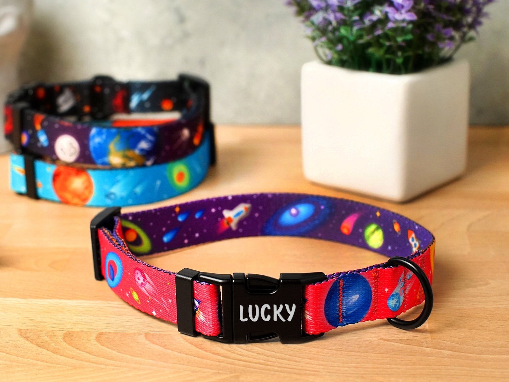 Galaxy Dog Collar Personalized DoubleColored Space Dog Etsy