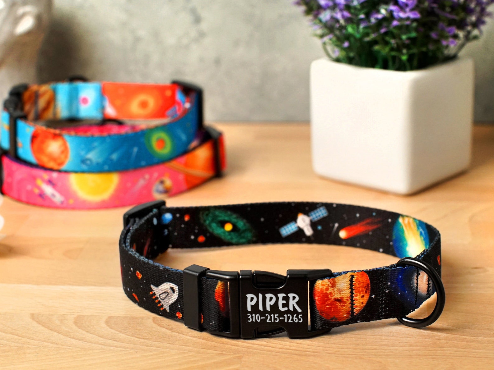 Galaxy Dog Collar Personalized DoubleColored Space Dog Etsy
