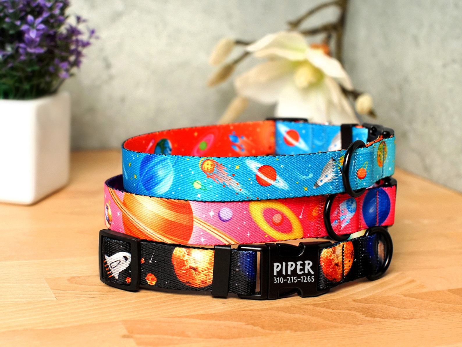 Galaxy Dog Collar Personalized DoubleColored Space Dog Etsy