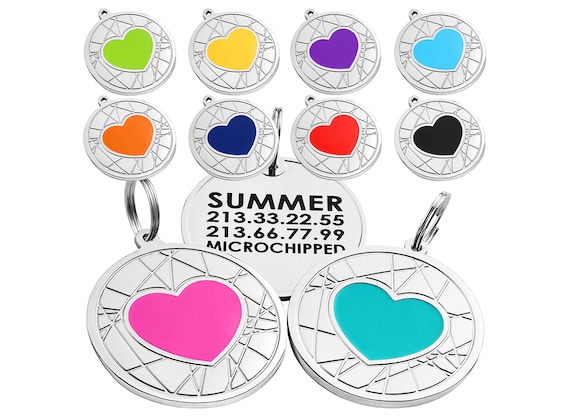 QUARKZMAN Animali ID Targhette Metallo Incisione Targhette Cuore - Foto 10