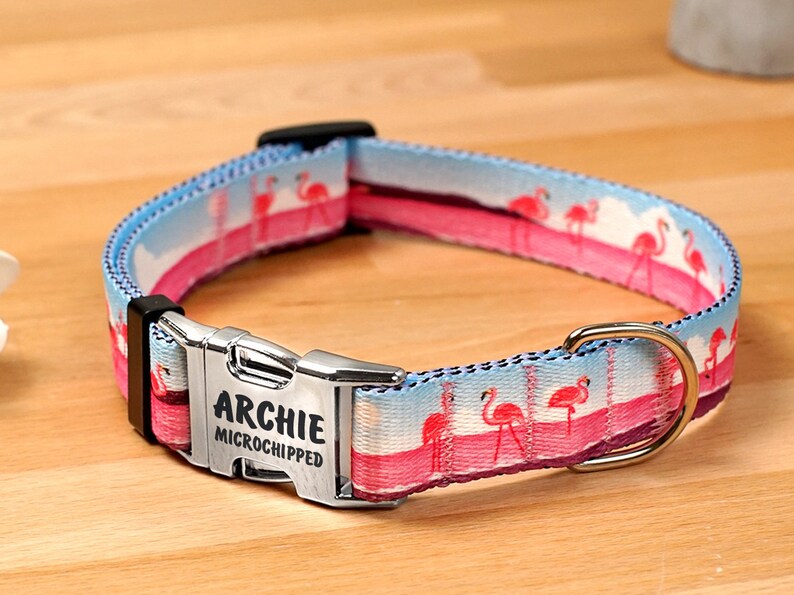 Engraved Dog Collar Personalized Dog Collar with Wildlife Patterns Custom Pet Collars for Small and Large Dogs Nature Puppy Collar