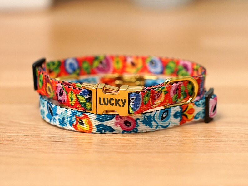 Personalized Floral Cat Collar Engraved Pet Collars for Cat Etsy