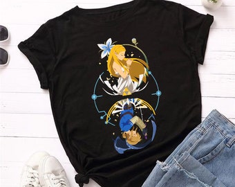 Legend Zelda And Link T-shirt, Legend of Zelda Inspired Tshirt, Breath of the Wild Shirt, Zelda Art Shirt, Aesthetic Shirt