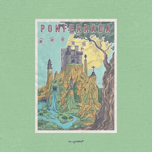 Ponferrada Print / Poster / Illustratie / Architectuur / Spanje / Ansichtkaart / Cadeau / Origineel / Print / Bierzo