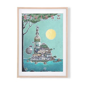 Poster de Ibiza de sonofoabitcho, cartel de Ibiza, original print, decoración del hogar, Baleares, regalo, impresión A2/A3/A4/A5