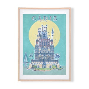 Poster de Cadiz de sonofoabitcho, cartel de Cádiz, original print, decoración del hogar, Cádiz España, regalo, impresión A2/A3/A4/A5
