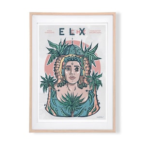 Elche et sa Dame Print / Affiche / Illustration / Méditerranée / Palmier / Carte postale / Valence / Espagne / Elx / Cathédrale