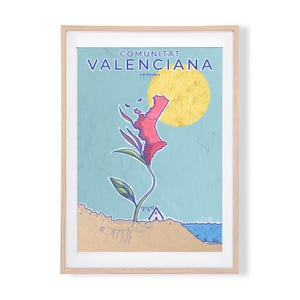 COMUNITÀ VALENCIANA Foglio / Poster / Illustrazione / valencia / alicante / Cartolina / Regalo / Originale / Stampa / Castellón / Comunitat