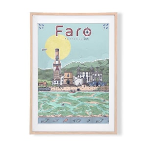 Vuurtoren print/poster/illustratie/architectuur/Portugal/briefkaart/cadeau/origineel/print/skyline/Algarve