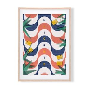 FOGLIO ALICANTE / Illustrazione della città di Alicante / Explanda / Comunità Valenciana / Valencia / Poster / Cartolina