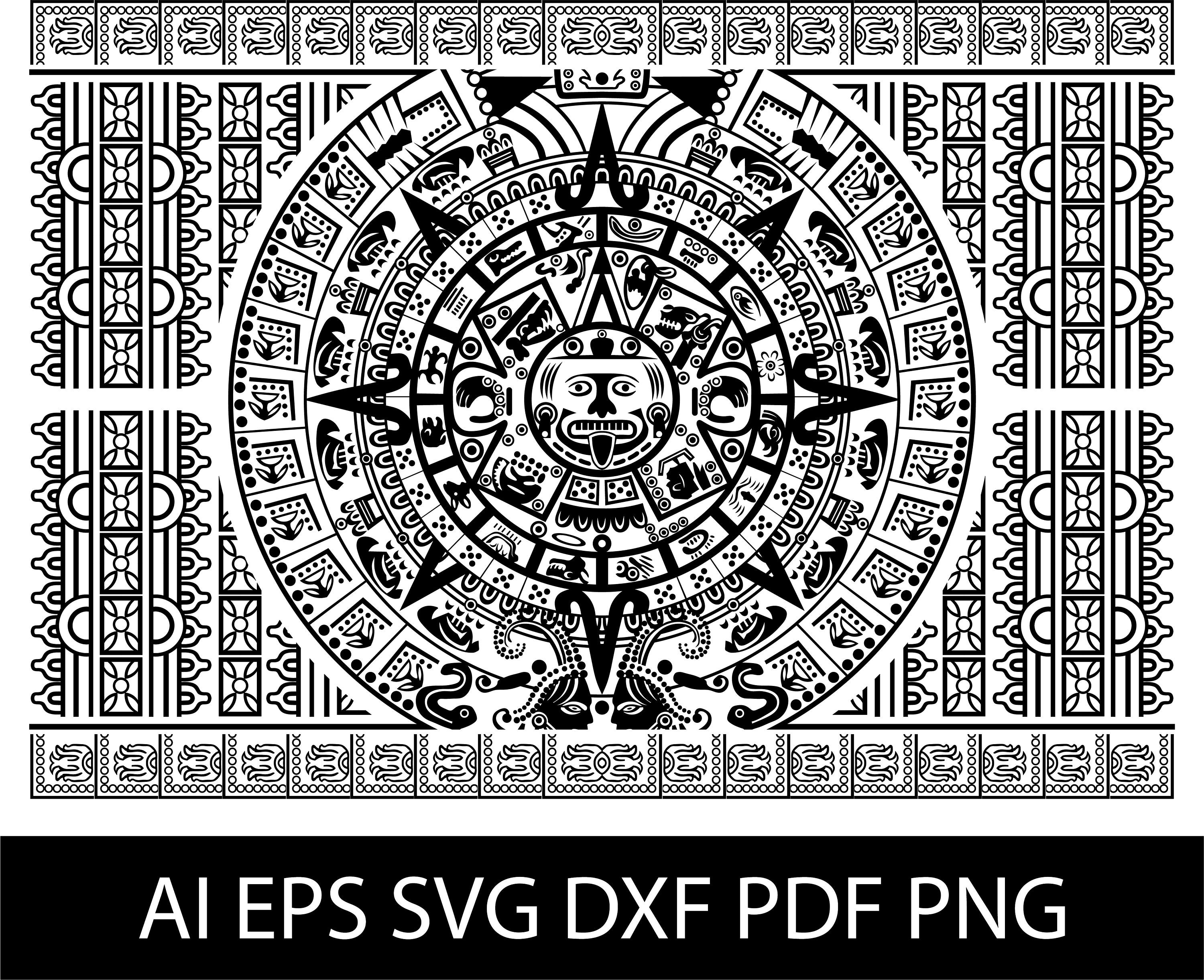 Mayan calendar SVG EPS AI dxf pdf png. Horizontal and Etsy