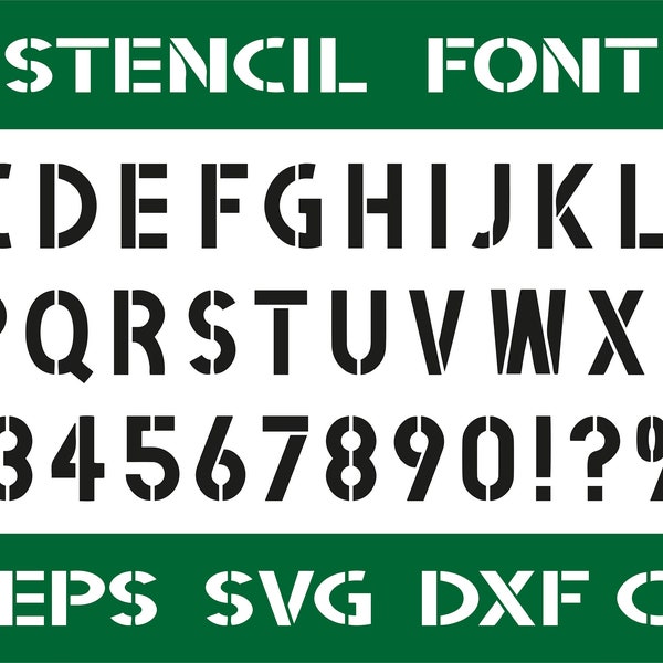 Stencil Font ai eps svg cdr dxf Instant download