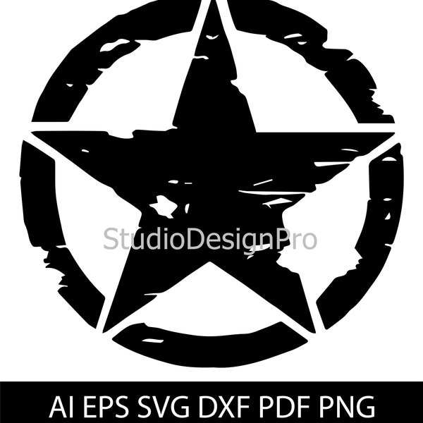 Army Star clipart svg, digital download includes svg, dxf, eps, ai, pdf, png file formats Instant Download