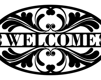 Welcome Monogram SVG DXF Cut Files wood Metal Vinyl Laser Cricut cnc Laser Silhouette