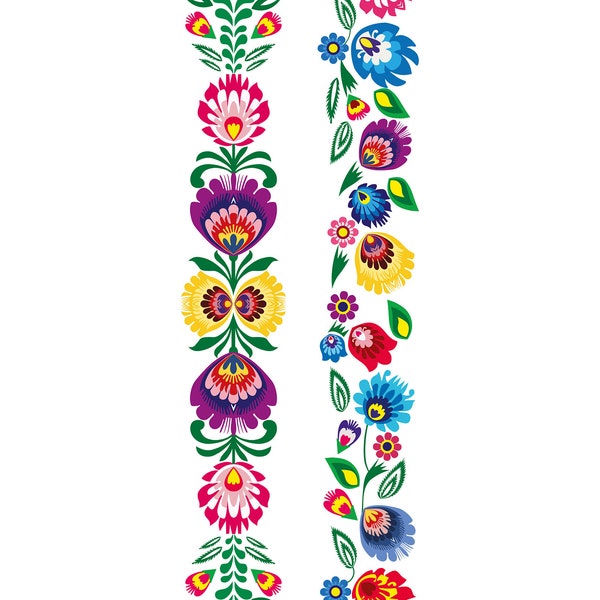 Ruban de motif folklorique Broderie de motif polonais traditionnel svg ai eps cdr PNG TÉLÉCHARGEMENT INSTANTANÉ