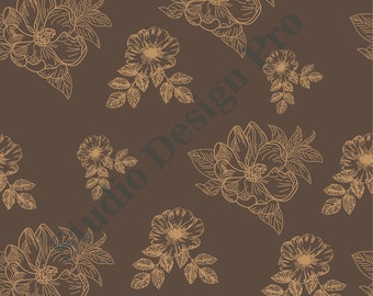 Flowers on a brown background texture seamless repeat pattern background