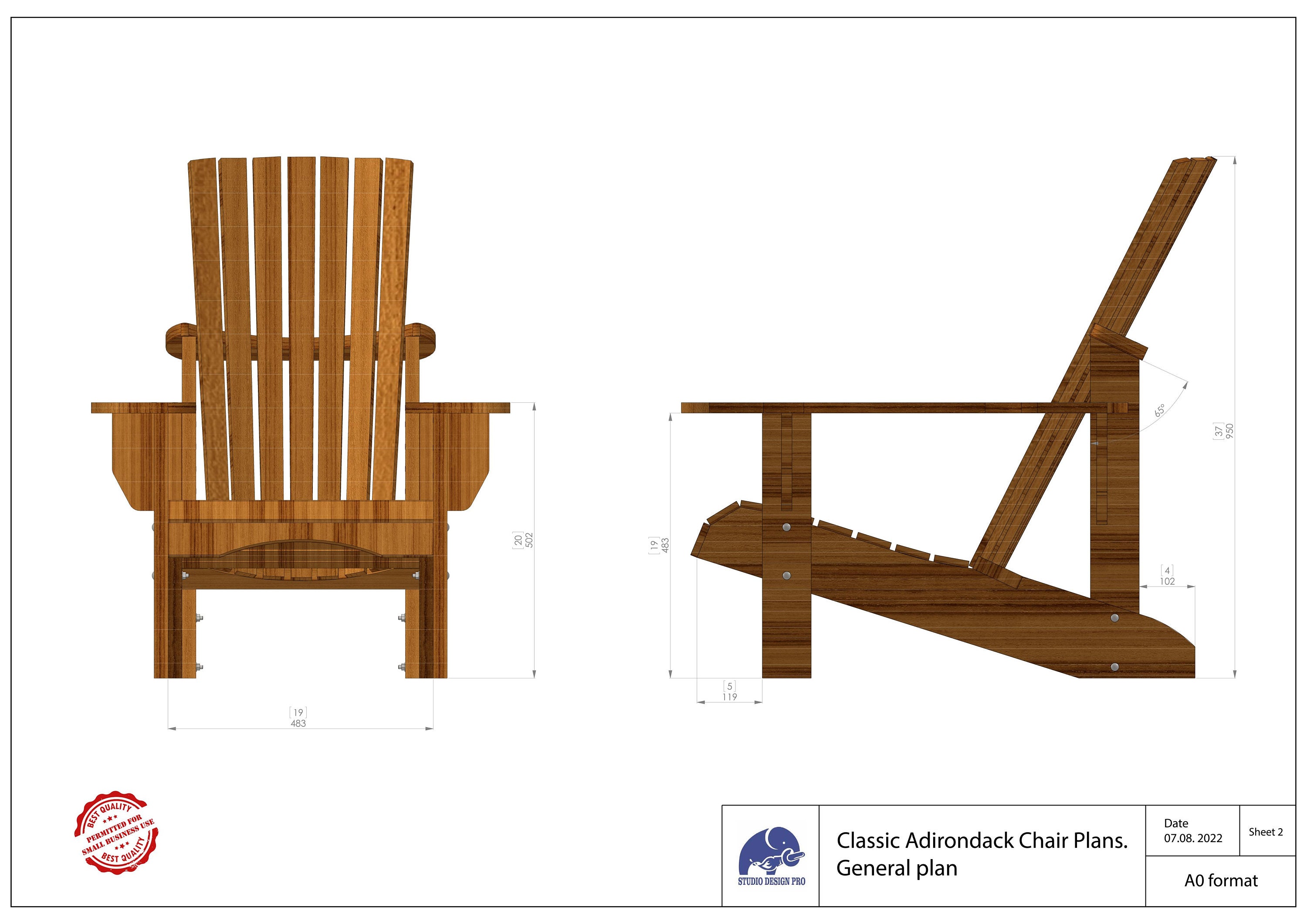 Woodworking Classic Adirondack Chair Plans PDF Instant Download - Etsy