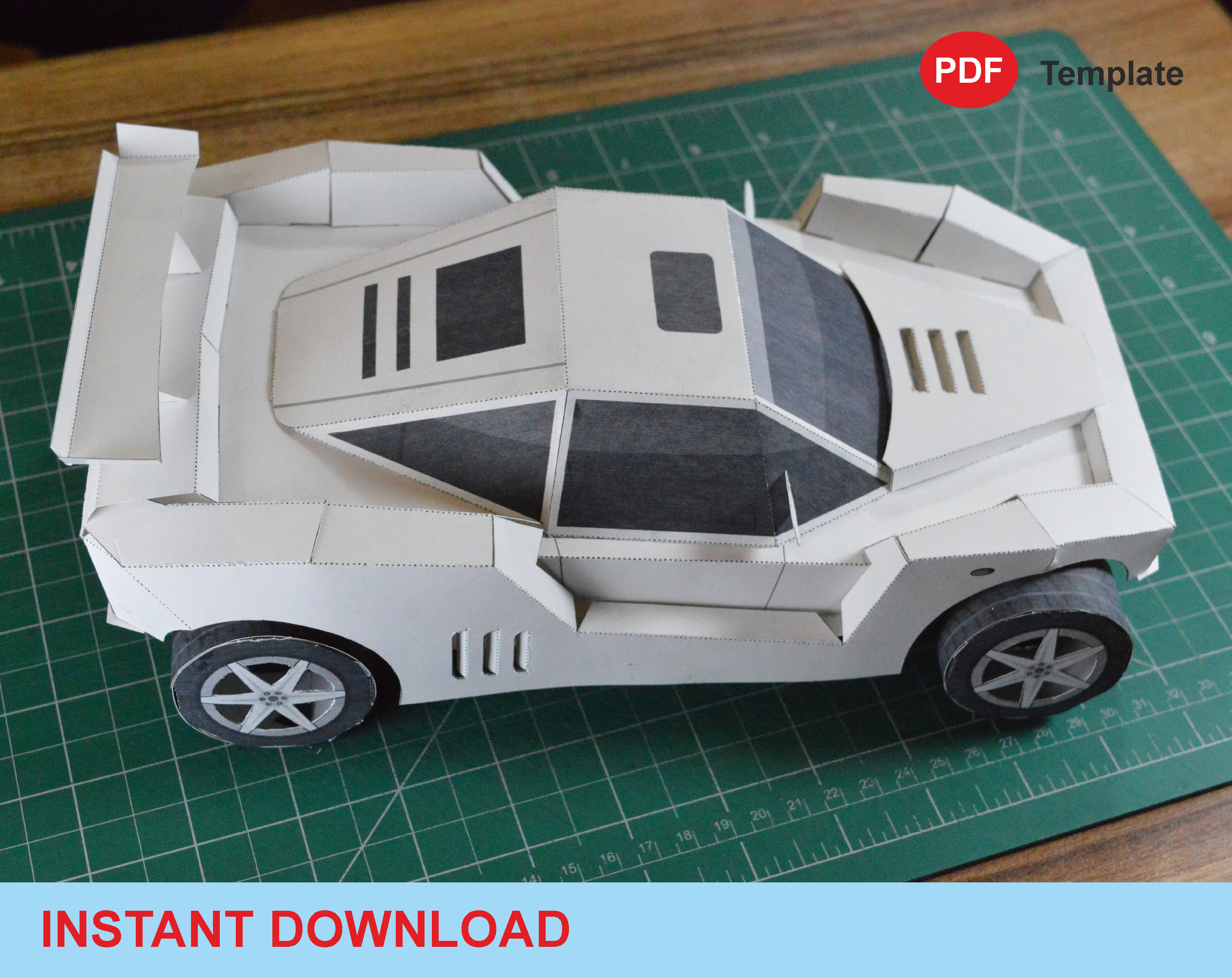 DIY Papercraft Sports Car,3d Papercraft,low Poly Papercraft Car,printable  Car,desk Decor,gifts for Him,3d Car Model,party Props,origami Car 