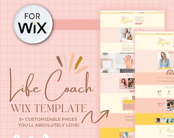 Plantilla de sitio web de Wix Social Media Coach / Plantilla de sitio web para Life Coaches / Colorida, simple y femenina / Personalizar plantilla de blog de Wix